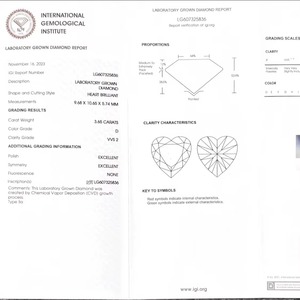 Diamants de laboratoire élégants, taille cœur CVD, diamant non monté 3,65 carats D VVS2, diamants de laboratoire pour bijoux - Product Image 3