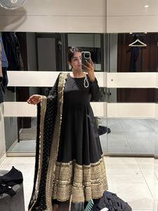 ANARKALI PENT Dupatta Reyon <b>Sequined</b> Solid Regular Length Modern Regular Fit Natural Waist All Seasons Quick Dry Rayon Work Suit - Product Image 4