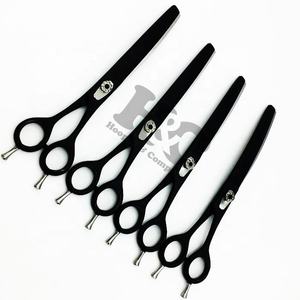 ชุดกรรไกรตัดขนสัตว์เลี้ยงกรรไกรตัดขนสัตว์สีดำแบบโค้งอย่างยั่งยืนทำจากสเตนเลสสตีล - Product Image 1