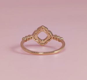 Handmade Rose Gold 925 Silver 6mm Cushion <b>Blank</b> Semi Mount Half Eternity <b>Ring</b> Stone Setting Keepsake DIY Zircon Jewelry Findings - Product Image 5