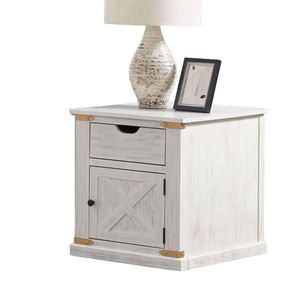 Antique White Rustic Style 1pc End <b>Table</b> Barnyard Design Living Room <b>Side</b> <b>Table</b> with <b>Drawers</b> Console <b>Tables</b> - Product Image 2