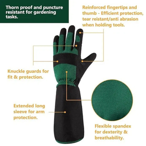 Gants thermiques d'extérieur noirs et verts en polyester et coton, longueur poignet, style uni, pour l'hiver - Product Image 2