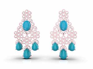 Boucles d'oreilles pendantes en argent sterling 925 plaqué or 18 carats avec turquoise naturelle, pierres précieuses en forme de poire ovale, bijoux fins de luxe, cadeau élégant - Product Image 3