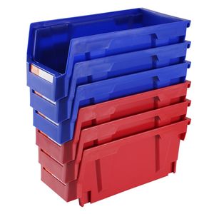 Confezionatori portaoggetti in plastica blu/rossa, confezione pesante da 12 pollici, 11 pollici X 5 pollici, contenitori impilabili appesi per dispensa da ufficio - Product Image 1