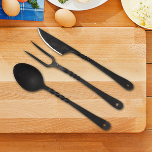 Juego de cubiertos medievales de lujo, utensilios de comedor de acero inoxidable, cuchillo, tenedor y cuchara de inspiración antigua, colección para cocina y restaurante. - Product Image 5