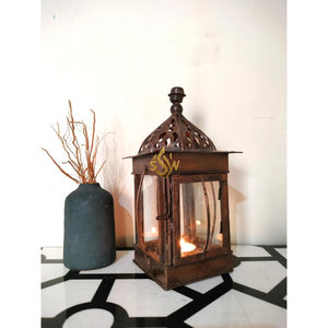 Lanternes suspendues en métal faites à la main au design classique, supports de bougies, décoration élégante pour la maison de luxe et Noël - Product Image 1