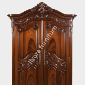 Armario de Madera Maciza de Lujo Hecho a Mano con 2 Puertas, Tallado Victoriano Ornamentado, Acabado Pulido - Product Image 2