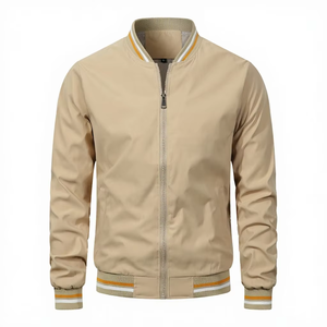 Chaqueta Bomber Gris para Hombre, Casual, con Cierre Frontal, Color Sólido, Cuello Camisero, Poliéster, para Otoño - Product Image 6