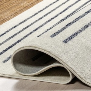 Tapis moderne en jute rayé, rectangulaire, tissage plat, noir et marron naturel, adapté aux animaux domestiques, pour exercices, pique-niques, couloir, décoration - Product Image 2