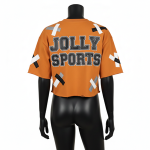 Camiseta Corta para Mujer, Algodón Premium, Transpirable, Naranja, Logotipo Bordado Personalizado, Camiseta Corta Transpirable para Mujer - Product Image 2