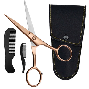 Facial Hair Scissors for Men Mustache & Beard Trimming Scissors 5in Sharp & Precise Grooming Right Handed Barber Scissor - Product Image 1
