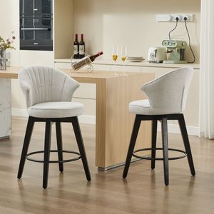 Set di 2 Sgabelli da Bar Girevoli Altezza Bancone, Sedie da Cucina con Schienale Largo Imbottito in Ciniglia - Product Image 4