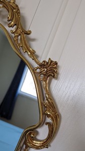 Large Venetian Baroque Style Wall Mirror: Solid Brass Frame, Gold Tone - Product Image 2