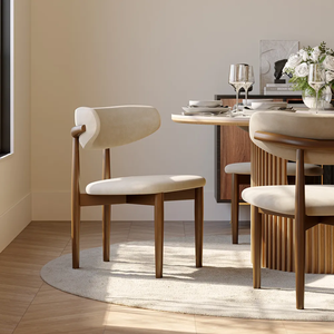 Silla de Comedor Moderna de Madera de Teca Estilo Mid-Century Jullie con Altura Ajustable y Asiento Tapizado en Microfibra para Muebles de Comedor - Product Image 4