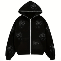 Hoodie Rajut Berkualitas Tinggi Musim Dingin Y2K Motif Laba-laba Berhias Rhinestone, Lengan Panjang, Ukuran Oversize, Saku, 100% Katun