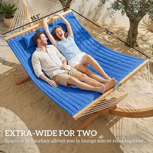 Navy Blue 2-Person Outdoor <b>Hammock</b> with Pillow and Pad 440 Lbs Capacity - Product Image 5