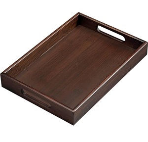 Natural Wood Square Tray with Handles for Serving and Home <b>Decor</b> - Product Image 1