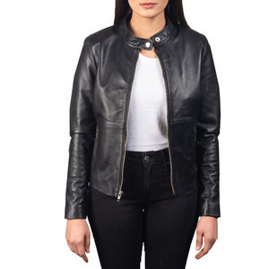Blouson Bomber Unisexe Noir en Cuir Véritable Coupe Ample Col Mandarin Fermeture Éclair Qualité Supérieure Vintage Hiver Personnalisable - Product Image 3