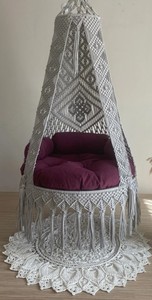 Fauteuil suspendu en macramé, chaise suspendue, Hängesessel, chaise balançoire en macramé, chaise suspendue d'intérieur - Product Image 1