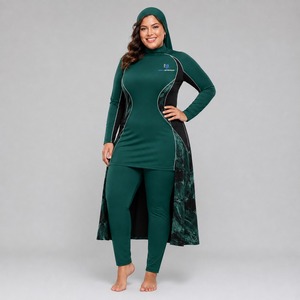Ensemble Burkini Modeste Professionnel 4 Pièces pour Femme Musulmane, Maillot de Bain Personnalisable avec Logo, Jupe et Bas à Design Frontal, Couleurs Personnalisables en Profondeur - Product Image 1