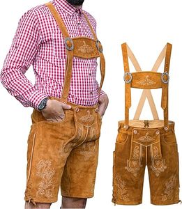 Pantalones de Cuero Bordados de Estilo Antiguo para Hombre, Talla Grande |   Pantalones Cortos de Cuero Bávaro con Aspecto Antiguo |   Hecho a Mano, Ecológico, para el Verano - Product Image 1