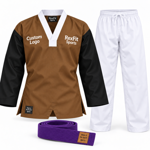 Dobok Profesional de Taekwondo para Artes Marciales, Unisex, con Logotipo Personalizado, Cuello en V, Uniforme de Entrenamiento de la Mejor Calidad con Cinturón, Venta al Por Mayor - Product Image 3