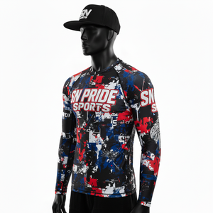 Custom Unisex Long Sleeve Eco-Friendly Spandex/Polyester 240g MMA Rash Guard Breathable Sublimation Printed OEM Service - Product Image 5