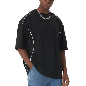 Camiseta Deportiva para Hombre, Personalizada con Logotipo, Paneles en Contraste, Corte Holgado, Tela de Jersey de Algodón - Product Image 4