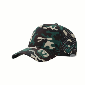 Custom Golf Baseball <b>Hat</b> 5 Panel Laser Cut Structured Curved Brim Rubber Patch Men Women Outdoor Custom Snapback Cap - Product Image 1