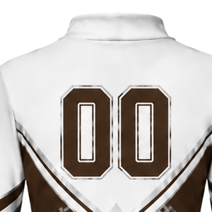 Jersey Deportivo Sublimado Marrón y Blanco de Manga Larga para Animadoras, Ropa Deportiva para Equipos, Entrenamiento, Práctica, Competencia, Uniforme de Juego - Product Image 4