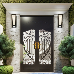 Porte d'entrée décorative en acier avec design en fer forgé artisanal pour projets d'entrée extérieure de luxe pour villas de luxe - Product Image 6