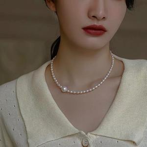 Elegant Vintage Freshwater Pearl Necklace Luxurious High-End <b>Rice</b> Pearl Collarbone Chain Versatile <b>Slimming</b> Accessory - Product Image 2