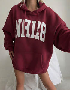 Sudadera con capucha de punto transpirable para mujer al por mayor, talla grande, corte holgado, manga larga, servicio OEM - Product Image 1