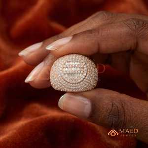 Diamond Shape <b>Iced</b> Out Moissanite <b>Ring</b> for Men Rose Gold Hip Hop Luxury Statement Jewelry Gift Houston US - Product Image 4