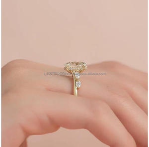 Anillo de compromiso/boda unisex de oro blanco de 14k con diamante ovalado cultivado en laboratorio IGI, engaste de púas, estilo vintage, para fiesta de aniversario - Product Image 4