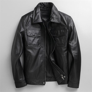 Blouson de moto en cuir personnalisé avec logo OEM, fermeture éclair, court, en laine tissée, coupe-vent, imperméable, streetwear, vêtement d'extérieur - Product Image 2