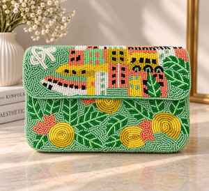 Stylish <b>Blue</b> Beaded Crossbody <b>Bag</b> Women Seed Bead Cat Pattern Embroidered Shoulder Handbag Elegant <b>Clutch</b> <b>Wedding</b> Party - Product Image 6