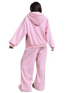 Conjunto Deportivo Informal de Dos Piezas con Sudadera Corta y Logotipo Personalizado OEM para Mujer, 100% Algodón Ecológico - Product Image 2