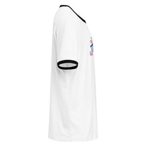 T-shirt unisexe blanc à col rond avec bordure contrastante, décontracté, pour tous les jours, doux, confortable, style rétro, tendance - Product Image 4