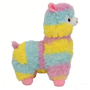 Alpaca de peluche personalizada en colores pastel, lama de peluche suave y esponjosa, juguete de alpaca con bloques de color. - Product Image 1