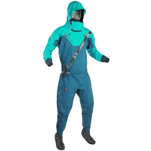 Unisex Blue <b>Waterproof</b> Polyester <b>Work</b> Coverall with Hood and Orange Zippers for Outdoor Use - Product Image 1