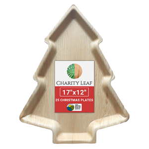 Vassoio in Foglia di Palma Naturale 17 x 12 Pollici con Design Albero di Natale per Decorazioni da Tavola e Feste - Product Image 2