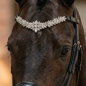 Diadema de cuero personalizada para caballo con cristales transparentes, diadema con broche a presión, accesorios ecuestres brillantes para caballo. - Product Image 1