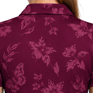Polo de golf imprimé à manches courtes pour femme, motif floral, haut de sport performant, personnalisable, respirant, vente en gros - Product Image 4