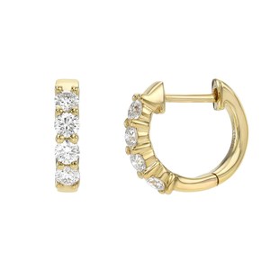 Diamond <b>Hoop</b> <b>Earrings</b> Lab Grown Minimalist Solitaire Wedding Luxury Everyday Huggies 14K 18K <b>Solid</b> Gold B2B Factory Bulk Price - Product Image 1