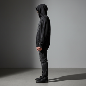 Sudadera con Capucha Personalizada, Cortada, Desgastada, con Lavado Ácido, para Hombre y Mujer, de Algodón Grueso, con Parches, Estilo Vintage, Streetwear, Hip-Hop - Product Image 3