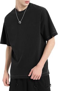 เสื้อยืดผู้ชายทรงโอเวอร์ไซส์ผ้าคอตตอนหวี 180 กรัม แบบสั่งทำพิเศษ (OEM) สีพื้น ย้อมสีแบบ Garment Dyed เป็นมิตรต่อสิ่งแวดล้อม พร้อมสกรีนลาย - Product Image 4