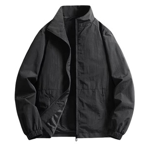 Chaqueta Transpirable para Hombre, Cuello Alto, Corte Regular, Color Sólido, Cierre de Cremallera, Estilo Casual para Primavera, Material de Poliéster - Product Image 4