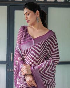 Sari de Lino y Algodón con Estampado Digital, Última Tendencia India, Prenda Étnica Elegante para Novias, Bodas, Fiestas, Playa, Secado Rápido, para Mujer - Product Image 2