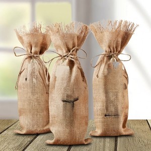 ถุงของขวัญใส่ขวดไวน์ผ้ากระสอบพรีเมียม ถุงหิ้วขวดไวน์จากผ้าปอกระเจาแบบใช้ซ้ำได้ เป็นมิตรกับสิ่งแวดล้อม พร้อมหูหิ้วเชือกแข็งแรง - Product Image 3